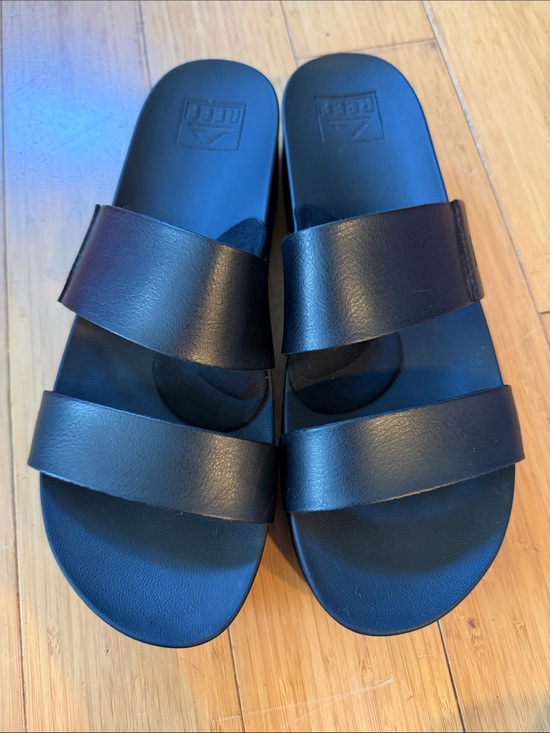 Reef Shoes - Reef Black Double-Strap Slide Sandals
